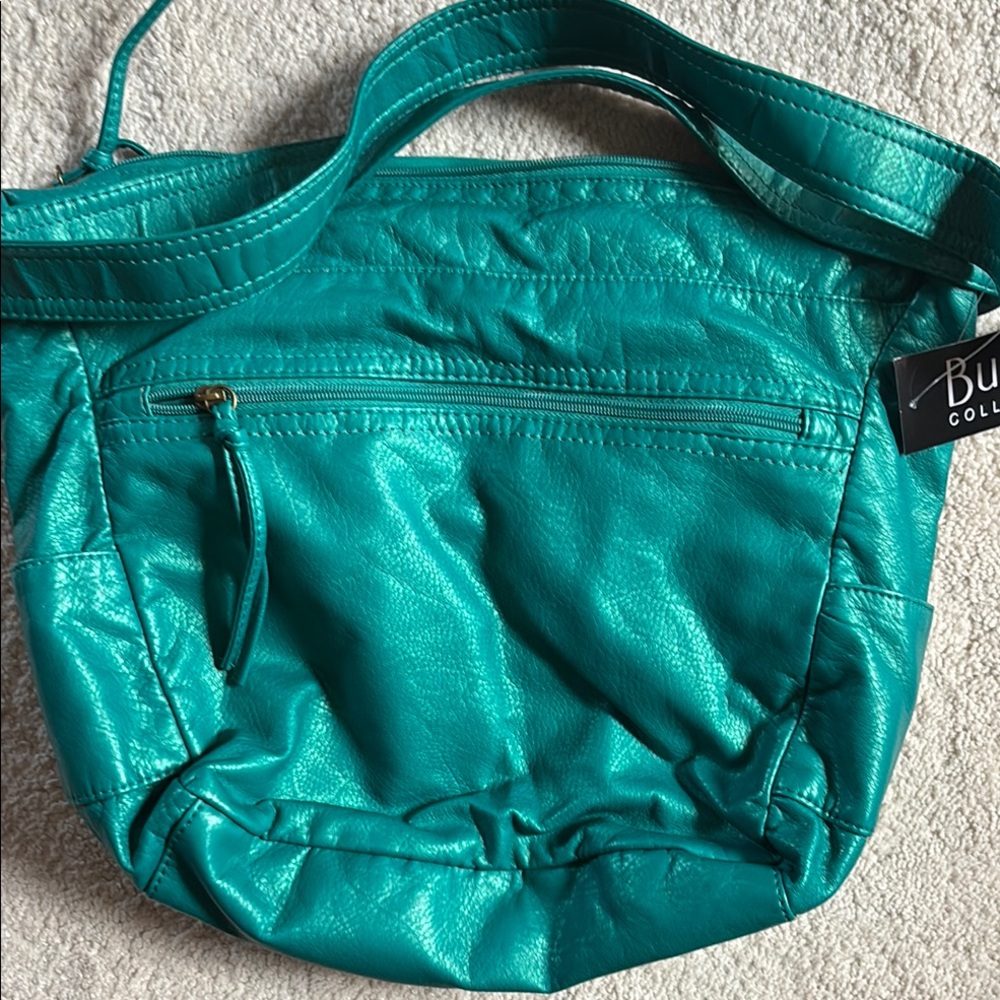 BUENO Sea green/blue Leather Bag NWT - Picture 9 of 12